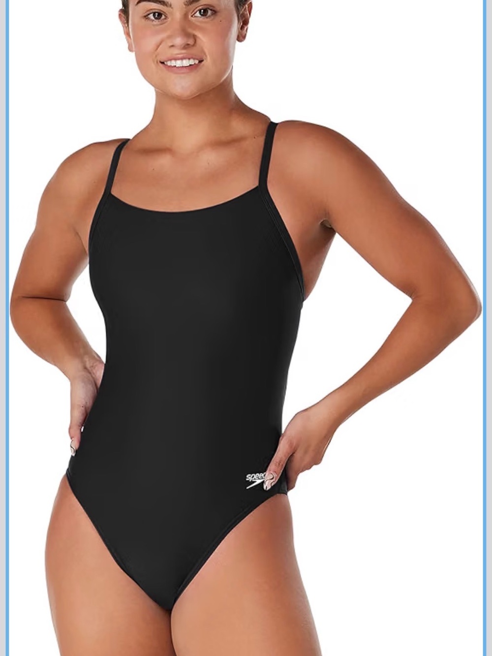 Speedo Black Slim-Strap Performance One-Piece Swimsuit